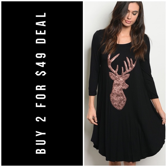 143rd Style Haus Dresses & Skirts - BLACK SEQUINS REINDEER DRESS